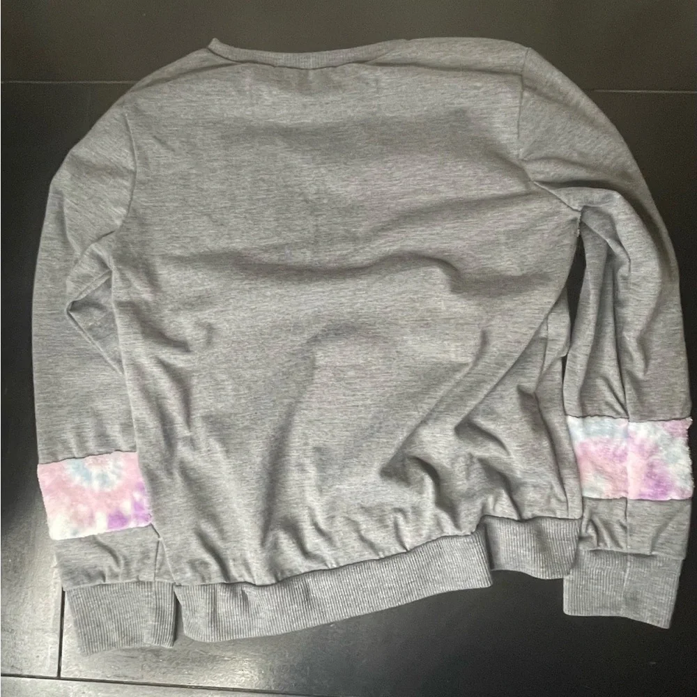 BCBG Girls 3 piece Cozy Tie-Dye and Gray Bottoms Loungewear pajama set 10/12